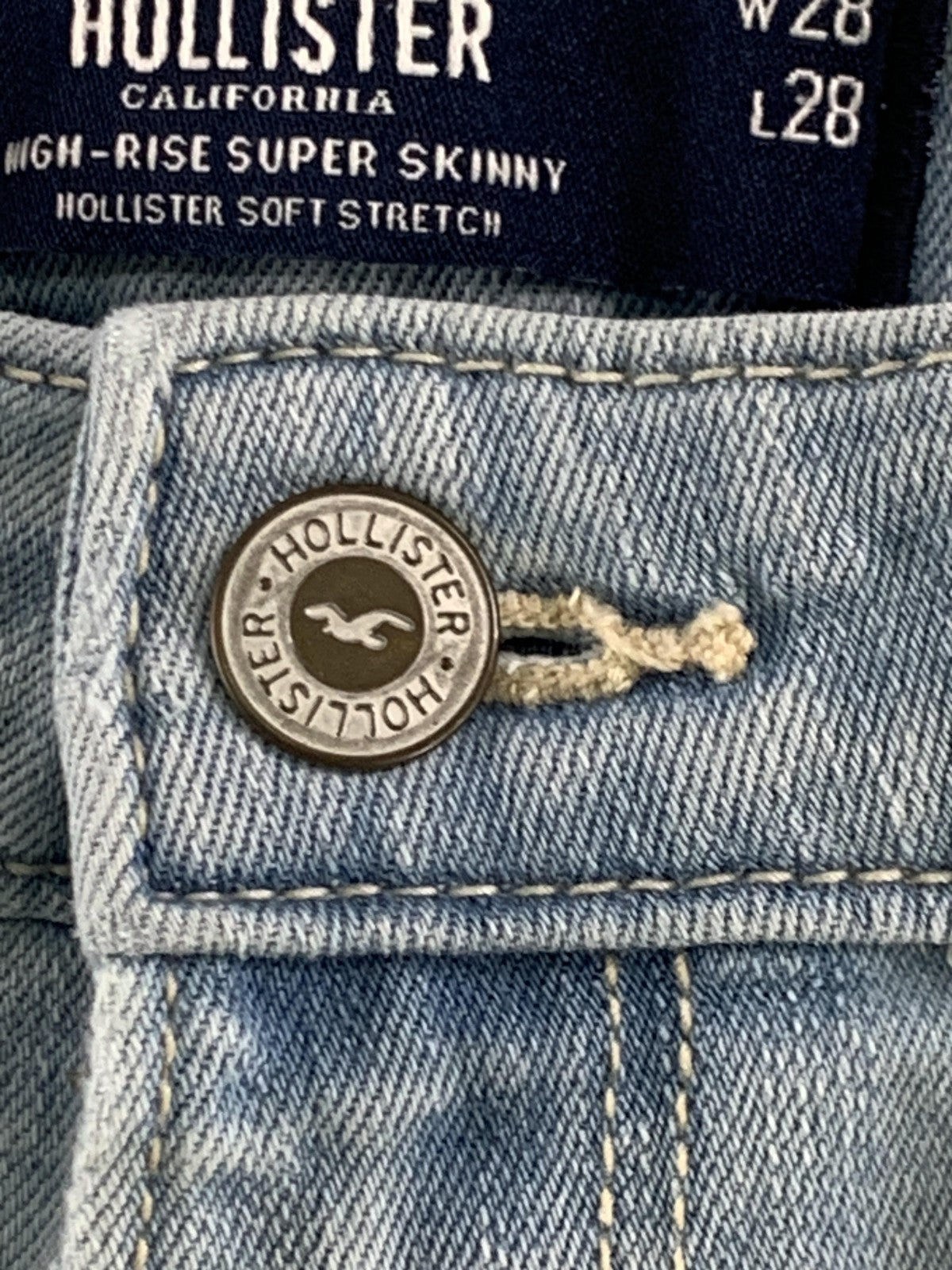 Hollister Jeans Womens 28 Light Blue High-Rise Super Skinny Distressed Ripped 7R