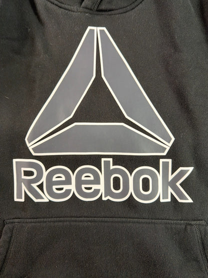Reebok Delta Logo Pullover Hoodie Black 2XL Fleece Kangaroo Pocket Drawstring