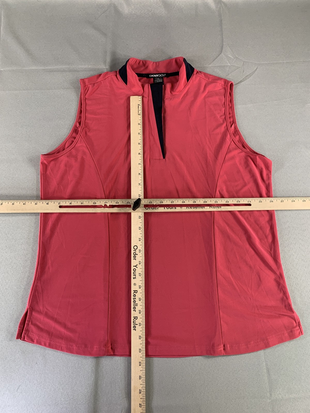 DKNY Golf Sleeveless Polo Shirt Womens XL Red Performance Stretch Athletic Top