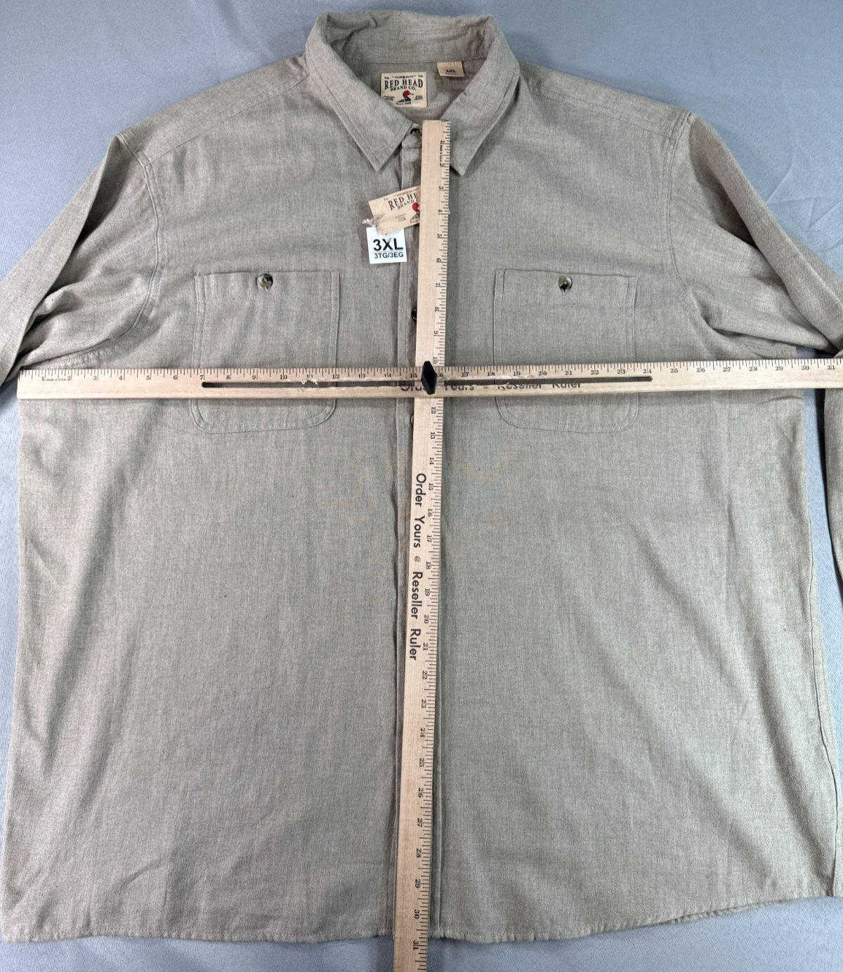 RedHead Brand Co Mens 3XL Oatmeal Button Up Shirt Long Sleeve Flannel Chamois