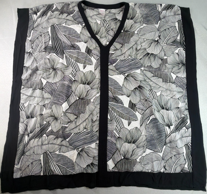 Merona Floral Kimono Cover Up Womens Large Black White Lightweight Open Front
