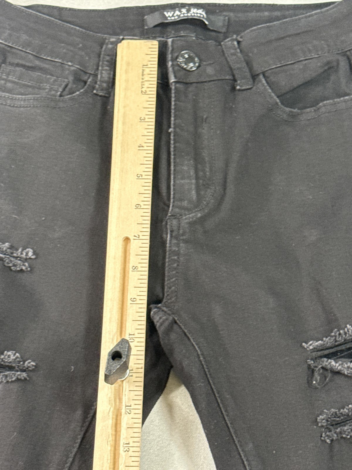 WAX Skinny Distressed Ripped Black Jeans 6 Womens Denim High Waist Pants Faded