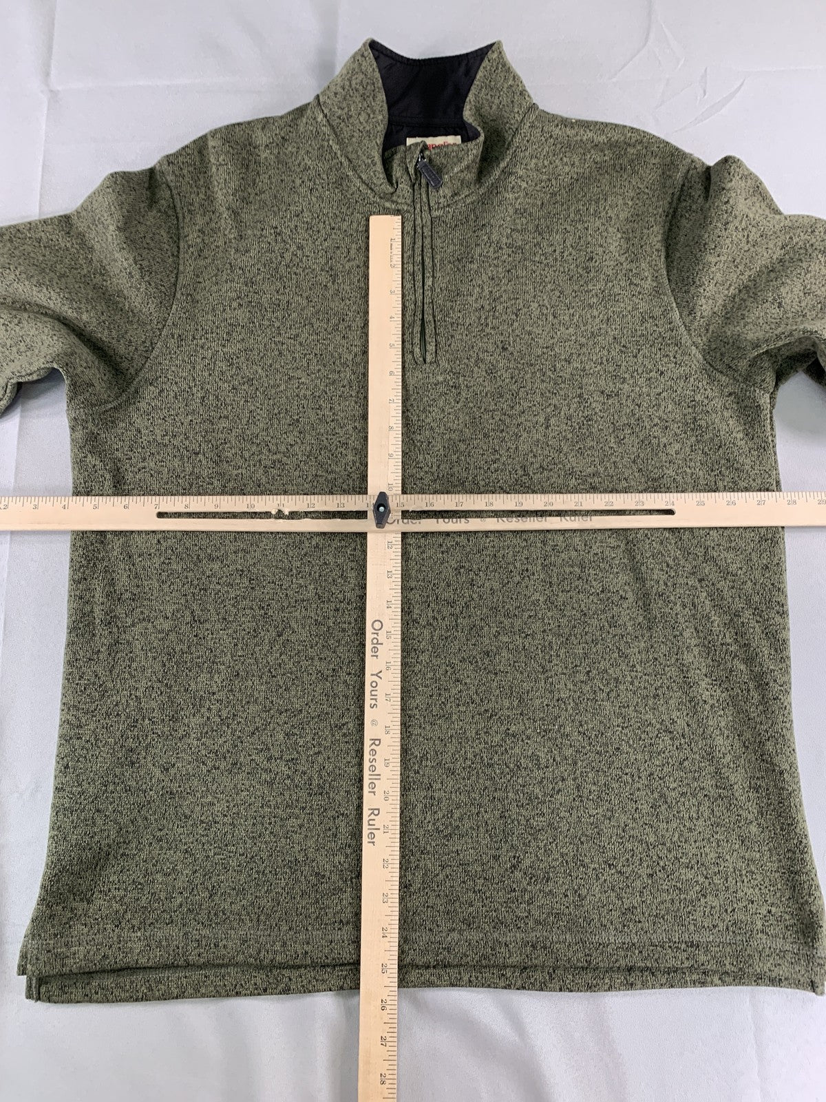 Wrangler Authentics Pullover Sweater Mens Large Green Quarter Zip Fleece Warm