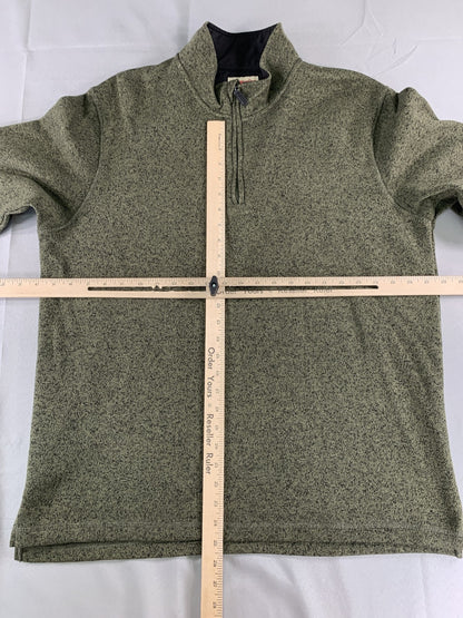 Wrangler Authentics Pullover Sweater Mens Large Green Quarter Zip Fleece Warm