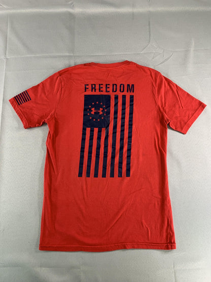Under Armour Shirt Mens Small Red HeatGear Freedom Patriotic USA Flag Tee NWT