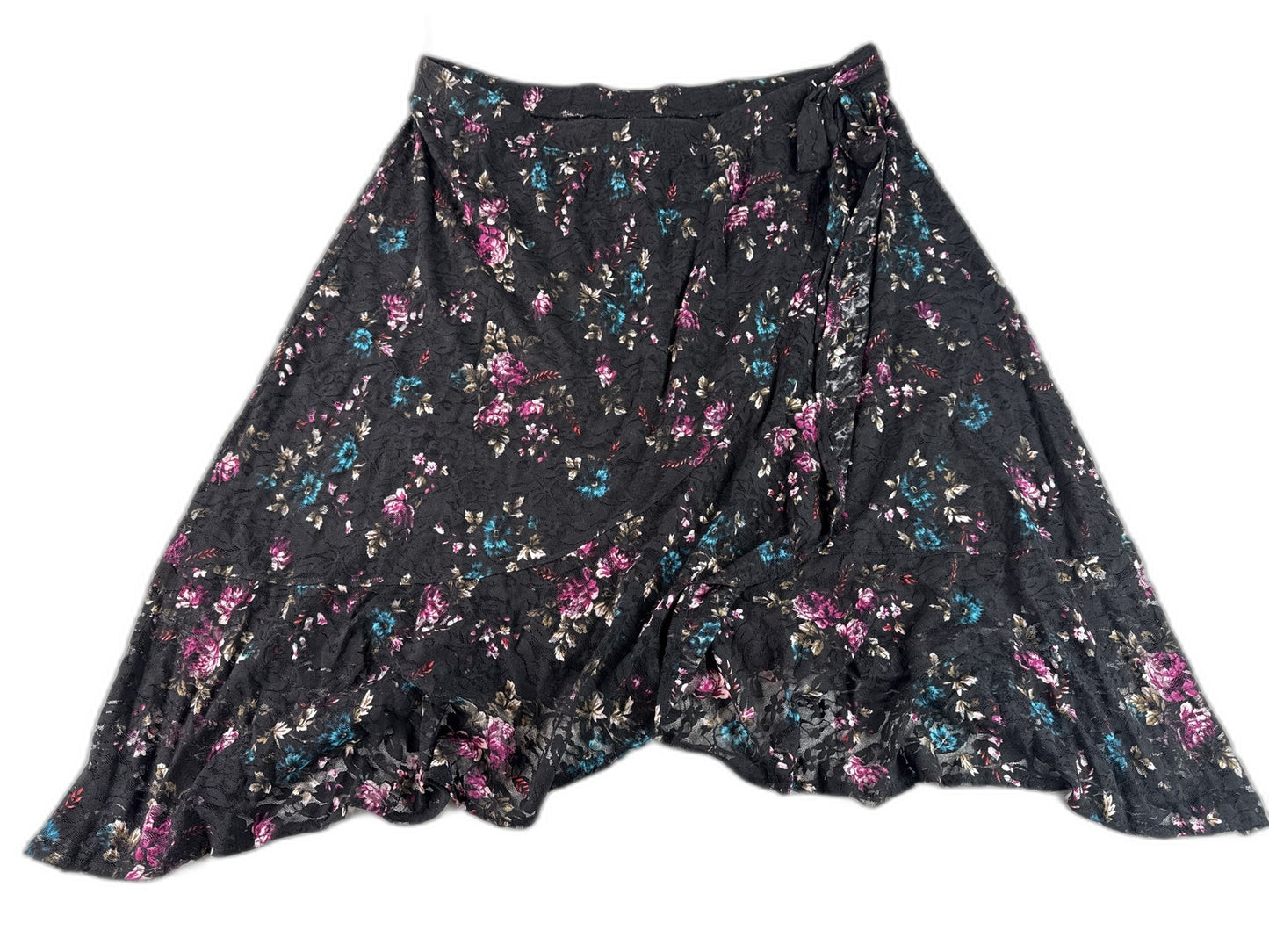 Lane Bryant Line Skirt 22 Plus 22/24 Black Floral Lace Elastic Waistband Nylon