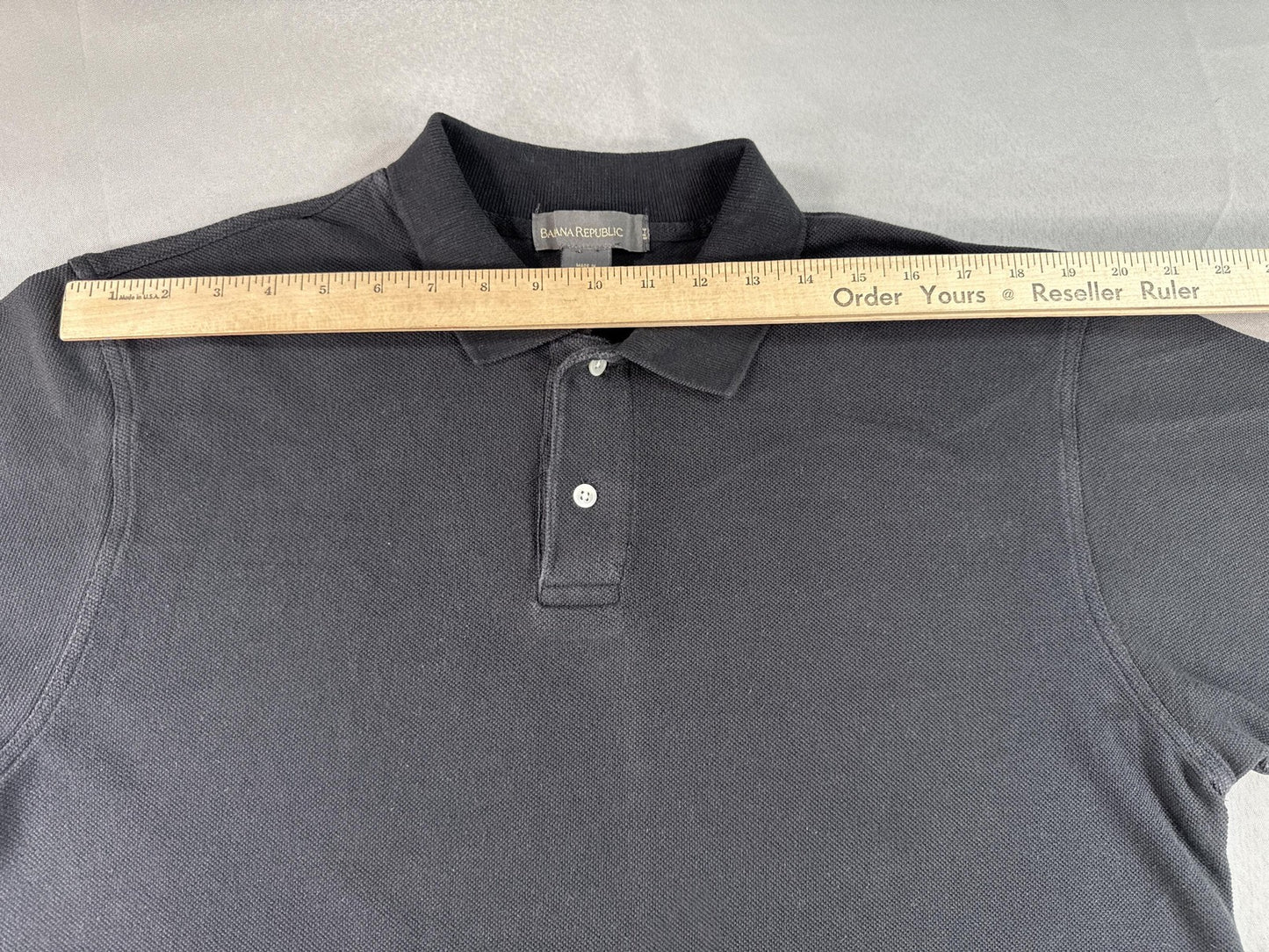 Banana Republic Black Polo Shirt Mens Short Sleeve Cotton Top