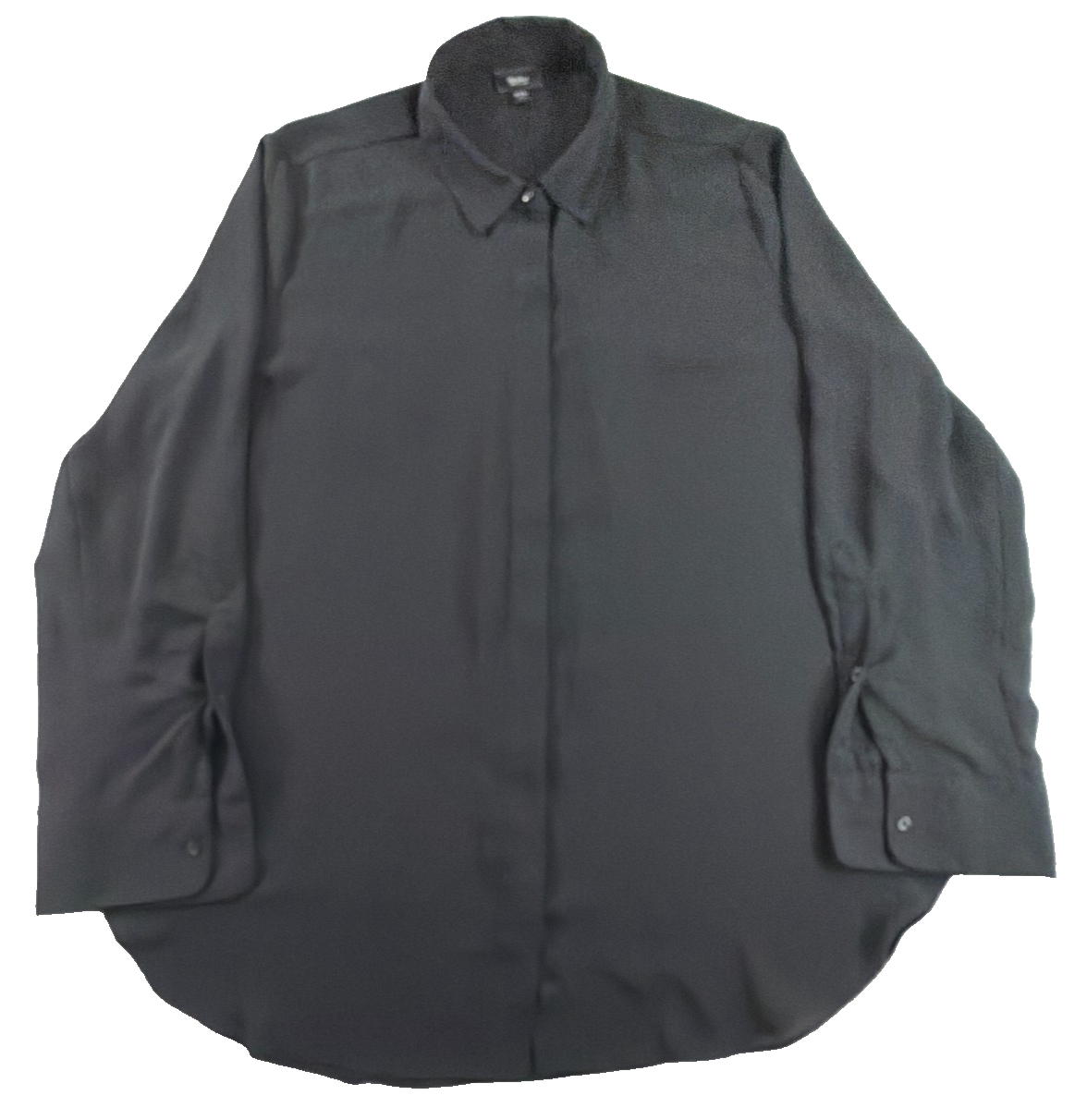 Mossimo Women XXL Black Button Down Blouse Long Sleeve Hidden Placket Polyester