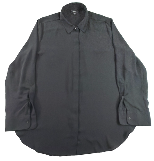 Mossimo Women XXL Black Button Down Blouse Long Sleeve Hidden Placket Polyester