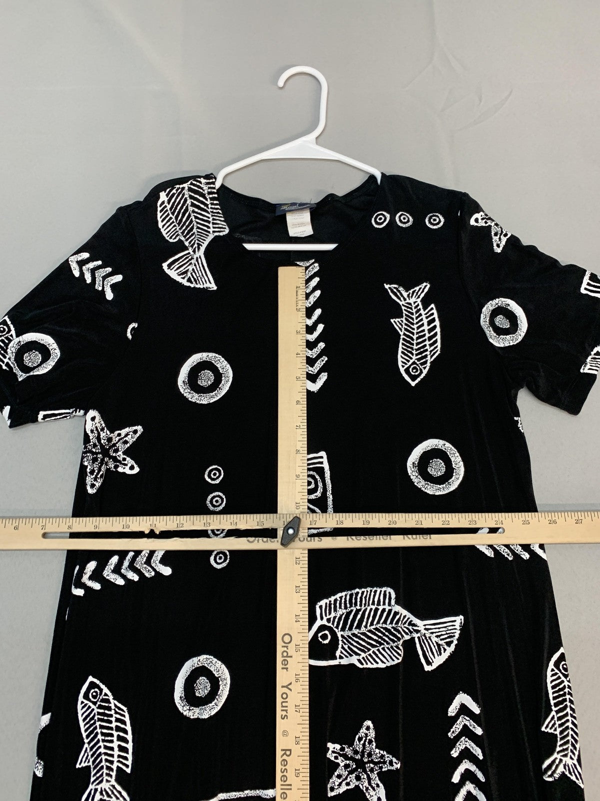 Royal Creations Dress Womens X-Large Black White Hawaiian Muumuu Maxi Made USA