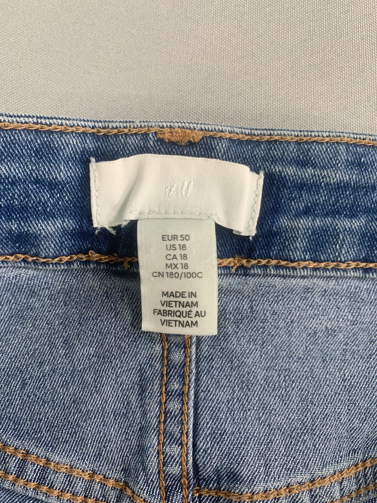 H&M Denim Shorts Womens 18 Blue High Rise Rolled Hem Stretch Casual Jean Summer