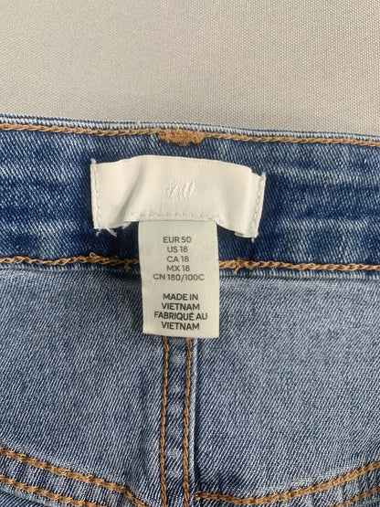 H&M Denim Shorts Womens 18 Blue High Rise Rolled Hem Stretch Casual Jean Summer