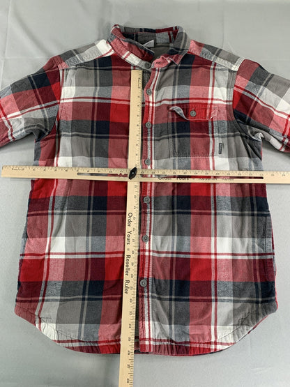 Columbia Shirt Mens Large Red Gray Plaid Button Down Cotton Flannel Outdoors 100