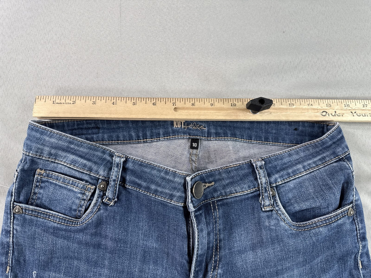 KUT Kloth KP176MA5N Jeans Womens 10 Blue Distressed Straight Leg Cotton Spandex