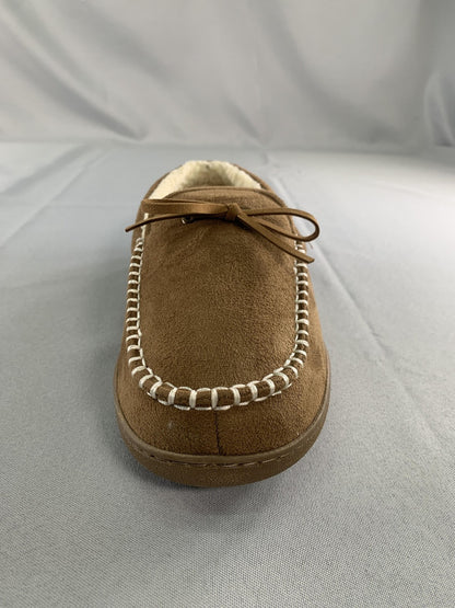 Levis Slippers Mens Size 10 Brown Moccasin Faux Fur Memory Foam House Shoes Red
