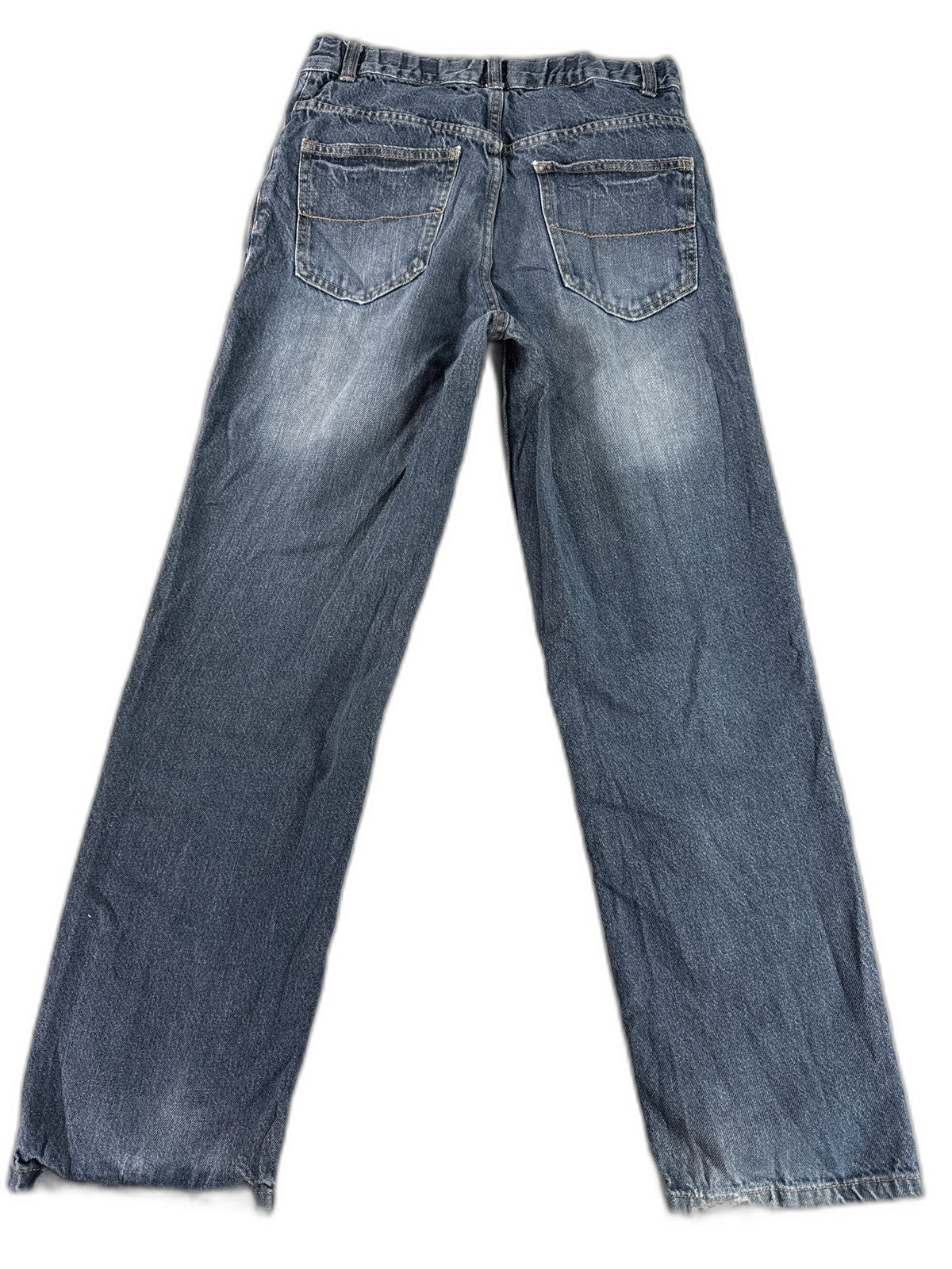 Faded Glory Straight Leg Jeans 16 Blue Distressed Cotton Organic Regular