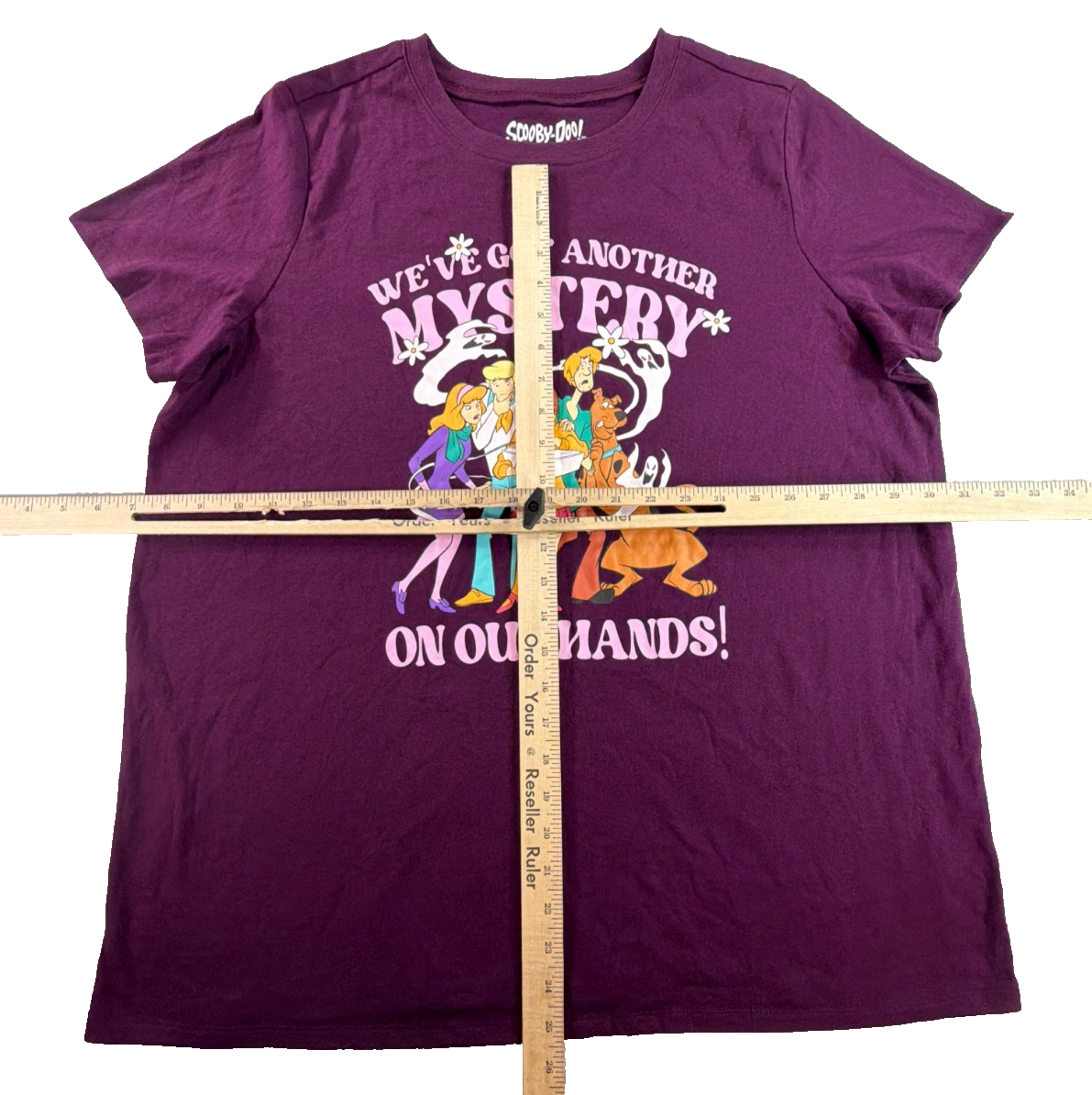 Scooby Doo Womens 1X Purple Mystery Gang Graphic Tee Shirt Velma Shaggy Daphne