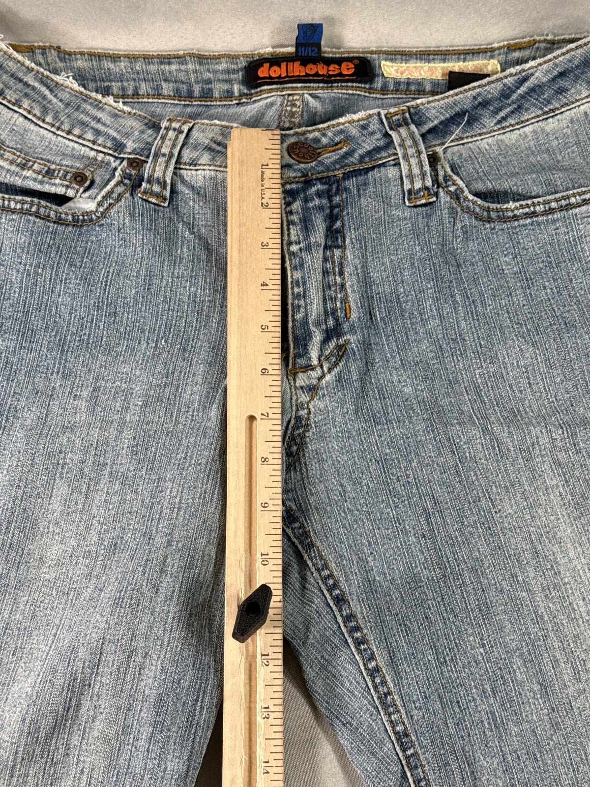 Dollhouse Flare Jeans 11 11/12 Blue Distressed Denim Low Rise Y2K Boho Indie