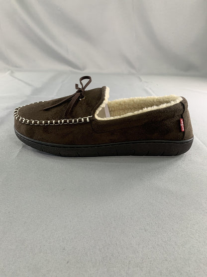 Levis Moccasin Slippers Mens Size 8-9 Brown Memory Foam House Shoes 530-50009