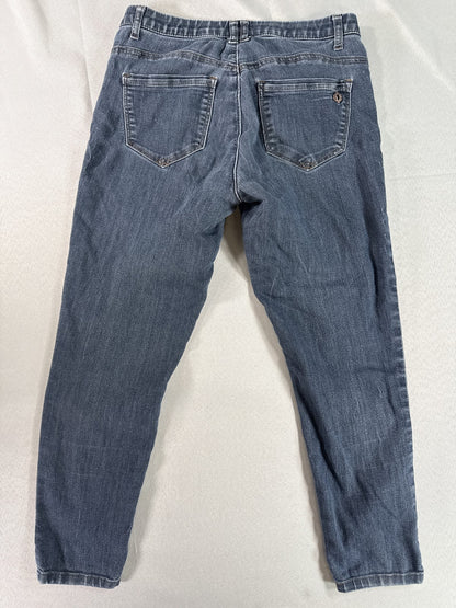 Democracy Jeans Womens 2P Blue Denim Tapered Stretch Classic Mid Rise Ab Cotton