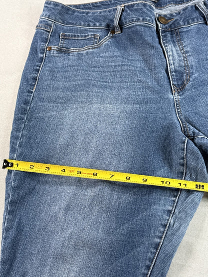 Jones New York Womens 18W High Rise Wide Leg Raw Hem Stretch Jeans Medium Wash