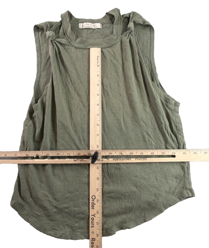 Free People By The Free Tank Top Small Olive Green Knotted Shoulder Cotton NWT