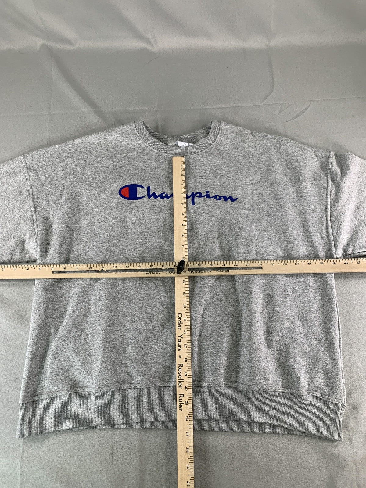 Champion Sweatshirt Mens 2XL Gray Oxford Script Logo Crewneck Fleece code Red