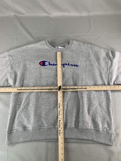Champion Sweatshirt Mens 2XL Gray Oxford Script Logo Crewneck Fleece code Red