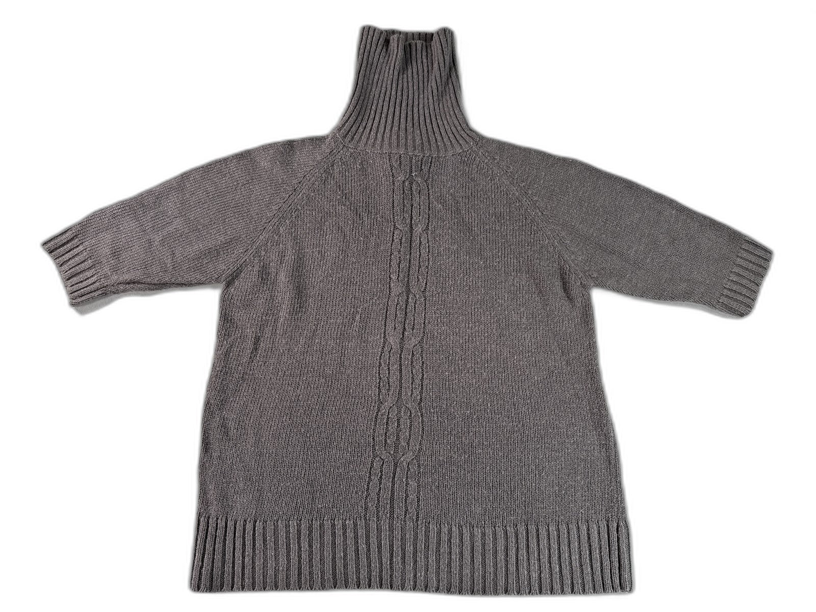 SAG HARBOR H03154 Cable Knit Turtleneck Sweater Unisex Medium Gray Relaxed Fit