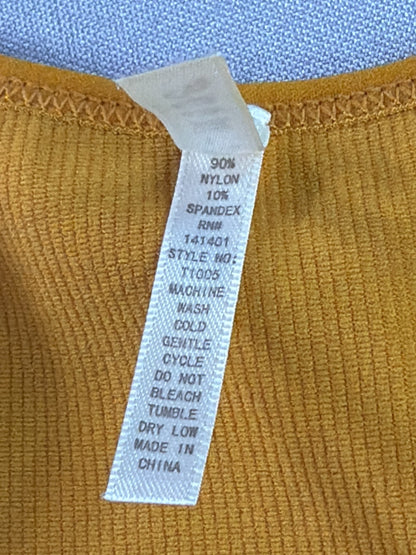 C-Mode Ribbed Racerback Tank Top Mustard Yellow Nylon Spandex Scoop Neck NWT