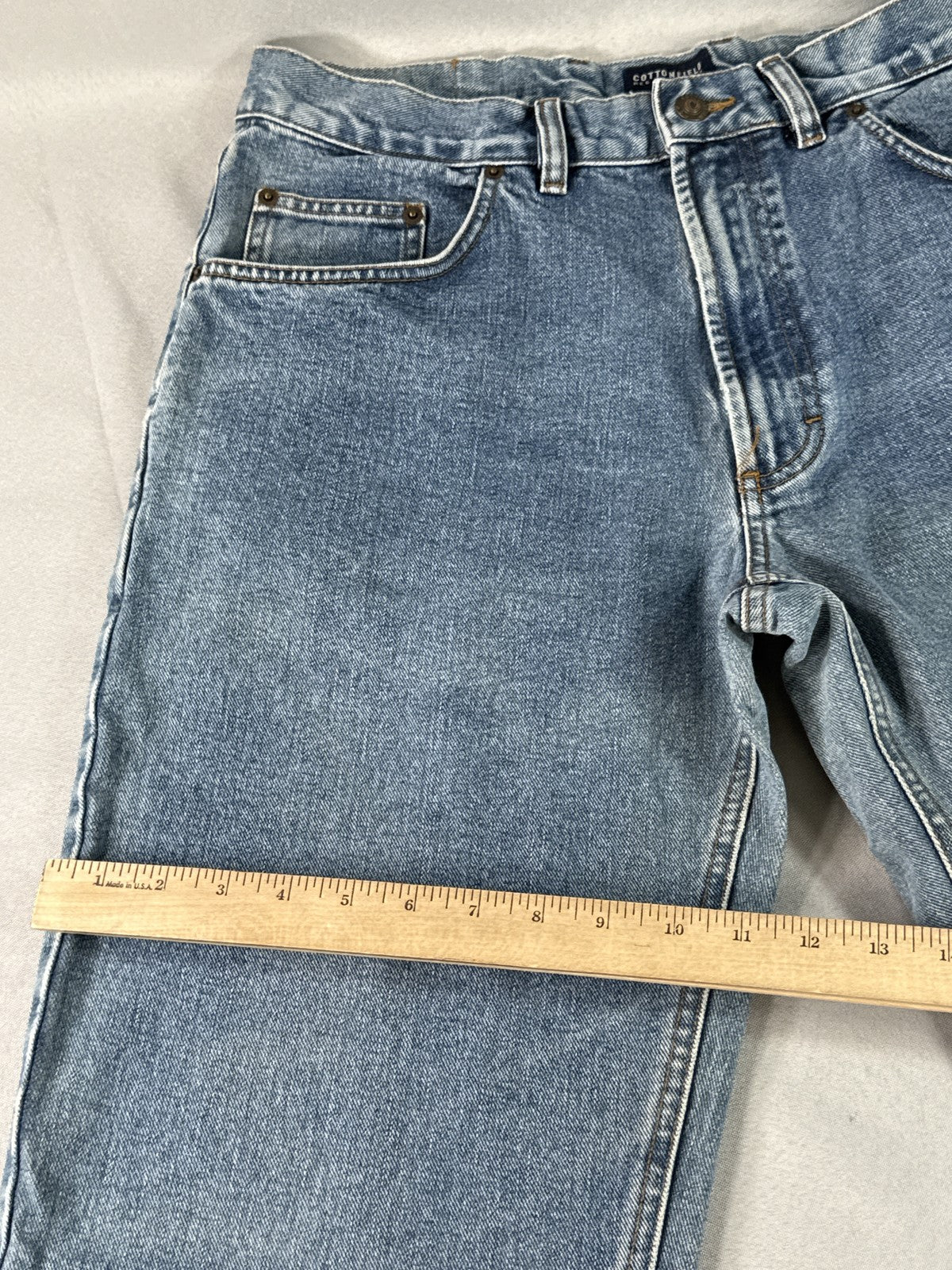 COTTONFIELD Light Wash Jeans Length 100% Cotton Straight Fit Classic Unisex