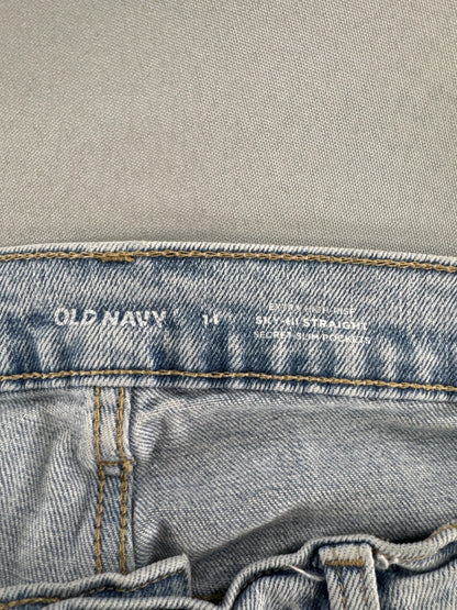 Old Navy Jeans Womens 14 Light Wash Sky Hi Straight Secret Slim Pockets Raw Hem