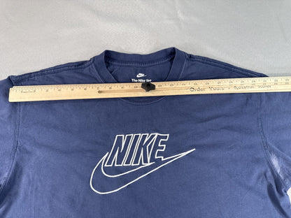 Nike Graphic Tee Navy Cotton Crewneck Short Sleeve Regular Fit L Shirt