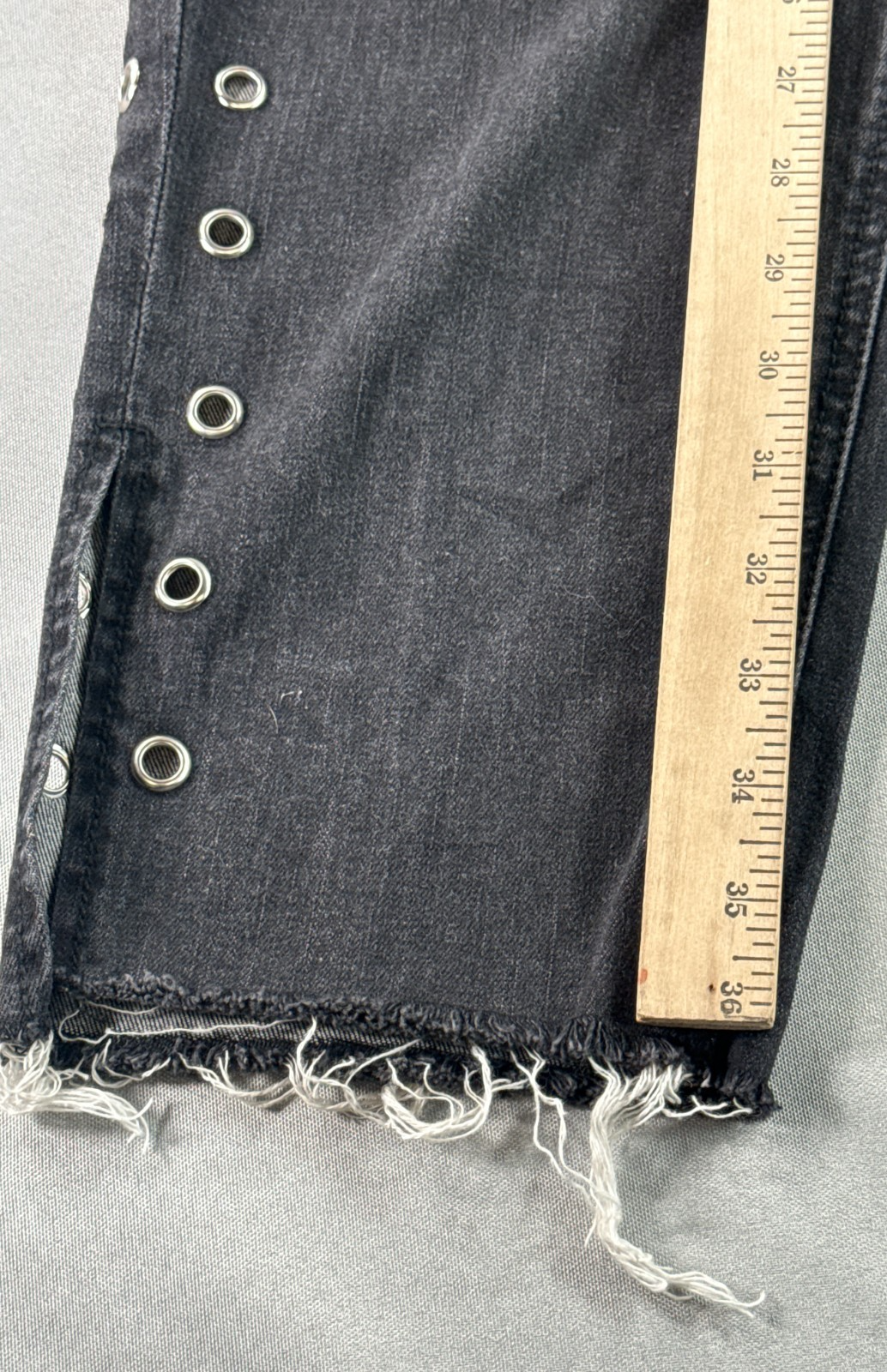 Seven7 Ankle Skinny Jeans Womens 22W Gray Grommet Frayed Hem Stretch Denim