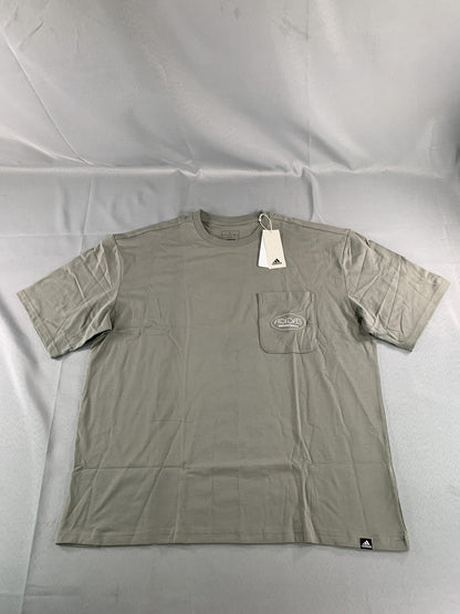 adidas Shirt Womens Large Silver Pebble Wellness Division Butterfly Tee IS1039