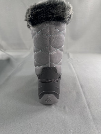 Kamik Snowangel Boots Kids Size 12 Charcoal Red Insulated Faux Fur Made USA
