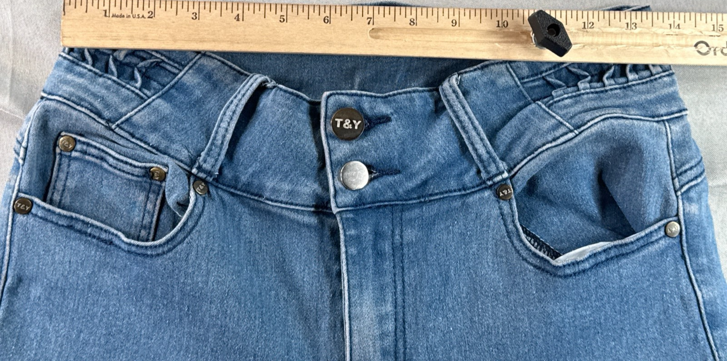 T&Y Girls Skinny Jeans 11/12 Light Wash Stretch Denim Jegging Youth Blue