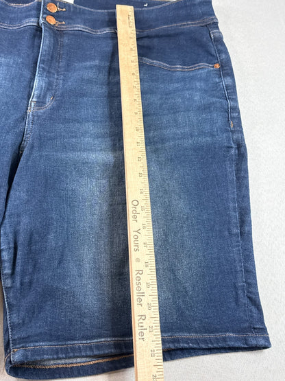 Lane Bryant Bermuda Jean Shorts Womens Plus 22 Blue Stretch Denim Mid Rise