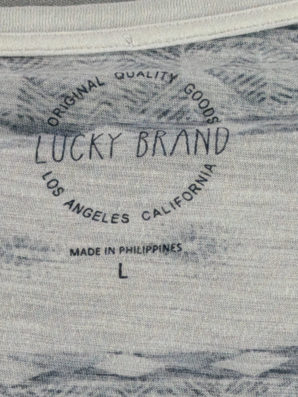 Lucky Brand Womens L White Blue Paisley Boho Short Sleeve Tee Shirt Top LA NWT
