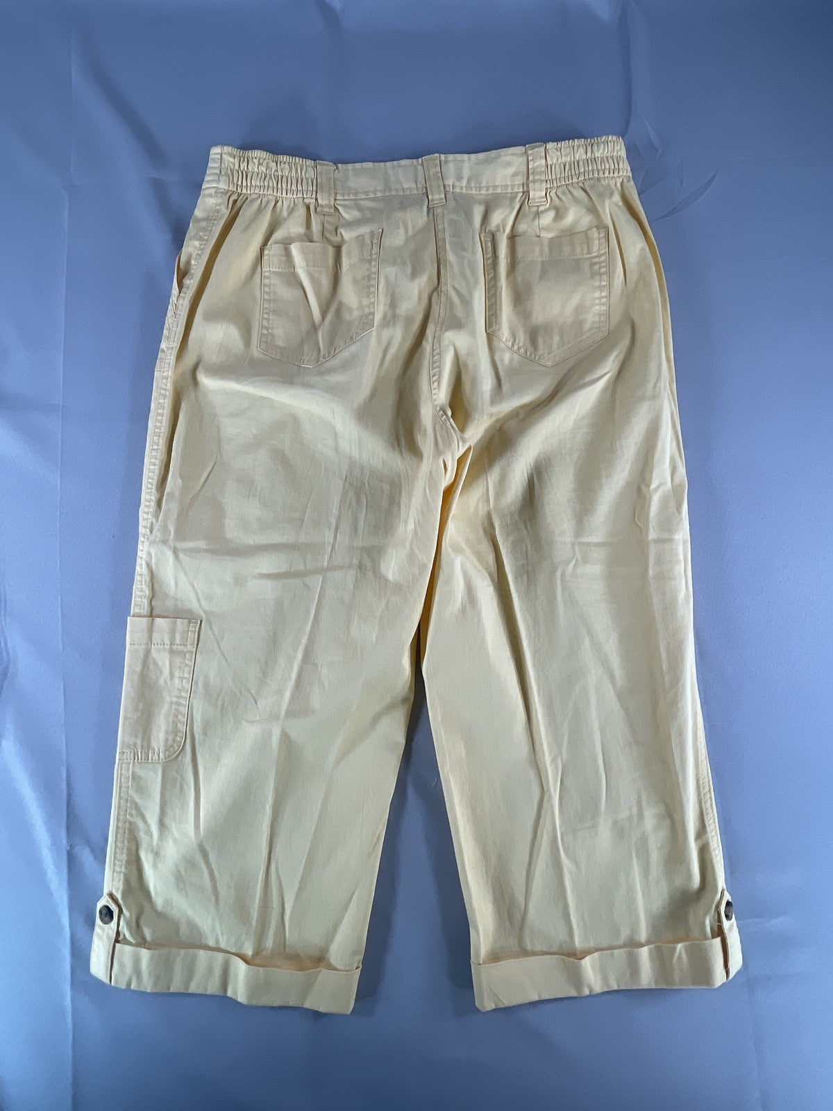 Karen Scott Pants Womens 10 Yellow Cropped Capri Cotton Spandex Stretch Casual