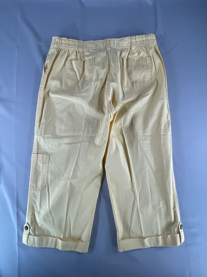 Karen Scott Pants Womens 10 Yellow Cropped Capri Cotton Spandex Stretch Casual