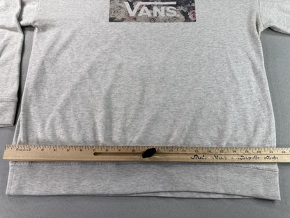 Vans Floral Graphic Crewneck Sweatshirt Unisex S Gray Cotton Long Sleeve
