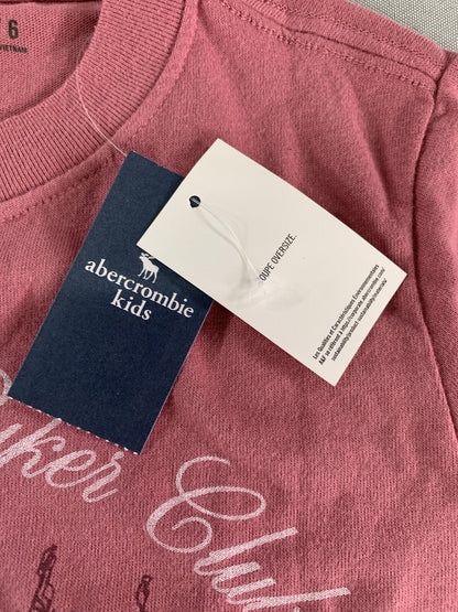 Abercrombie Kids Snoopy Shirt Girls 5/6 Pink Los Angeles Biker Club Oversized on