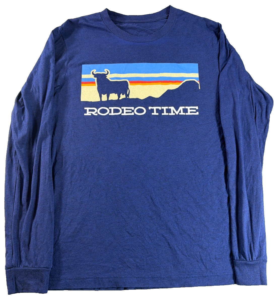 Rodeo Time Dale Brisby Shirt Blue Long Sleeve Bull Graphic Western Adult Tee