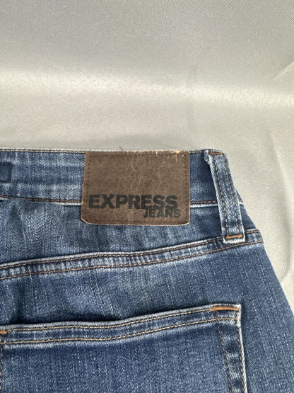 Express Jeans Mens 29x30 Blue Skinny Hyper Stretch Denim Medium Wash Pants Red