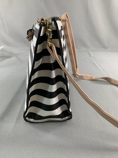 Christian Siriano for Payless Crossbody Bag Womens Black White Stripe Bow Purse