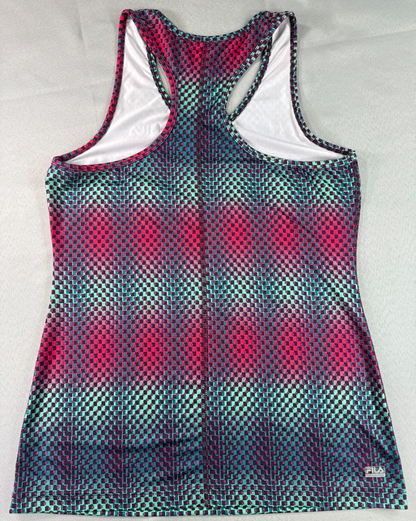 FILA Sport Womens L Racerback Tank Top Multicolor Geometric Athletic V-Neck