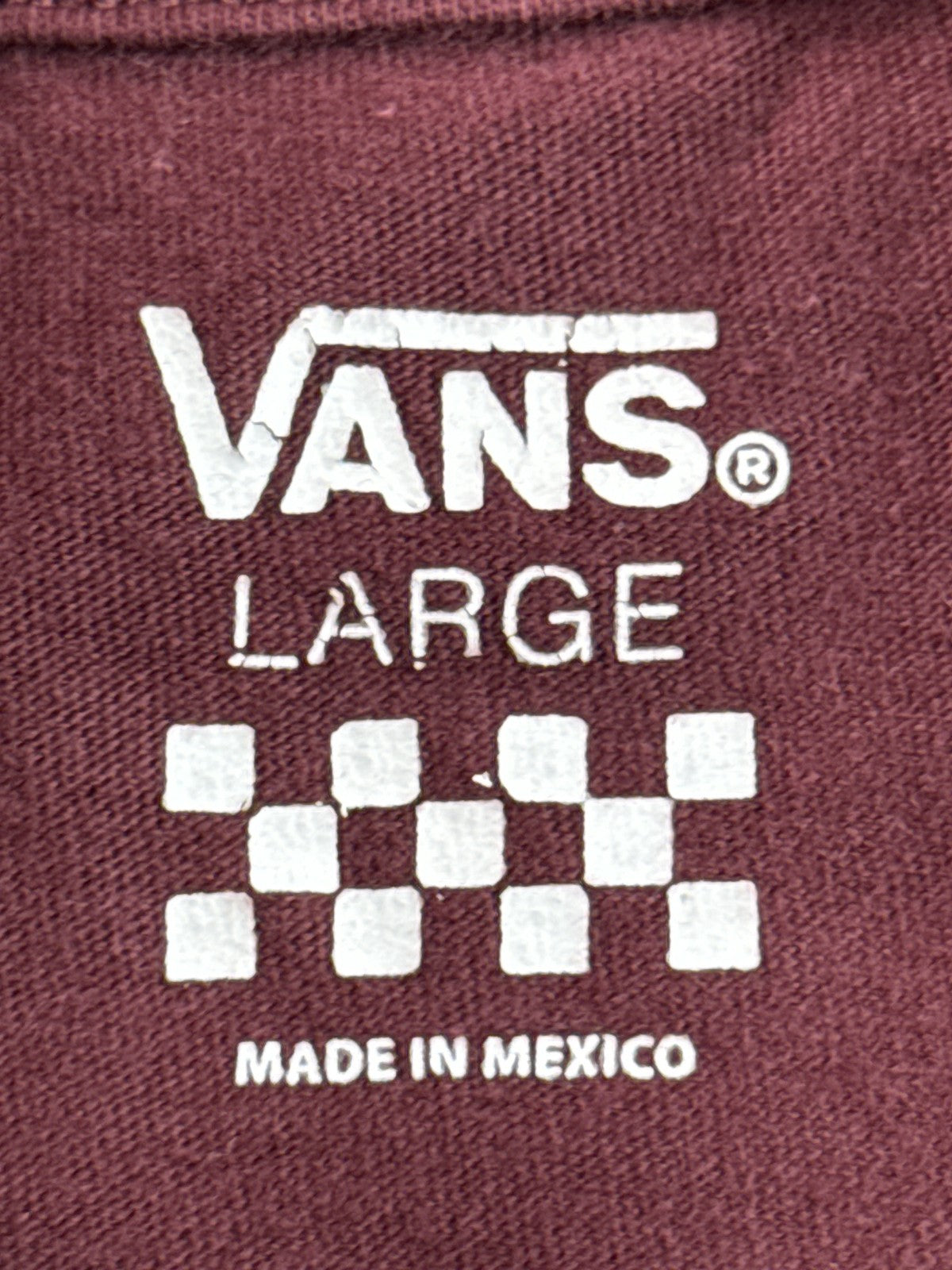 VANS Off Wall Burgundy Graphic Tee Large Cotton Crewneck Short Sleeve Skate