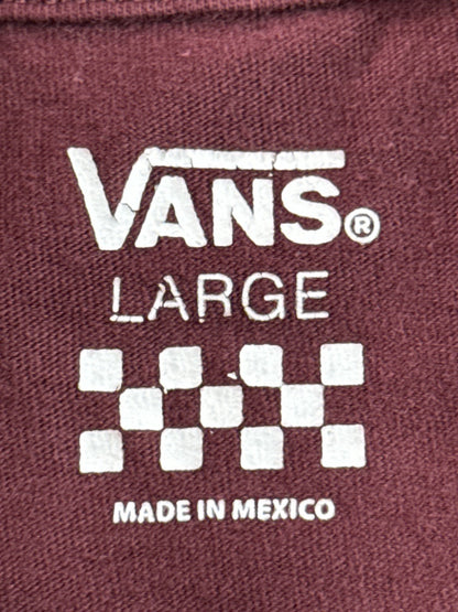VANS Off Wall Burgundy Graphic Tee Large Cotton Crewneck Short Sleeve Skate