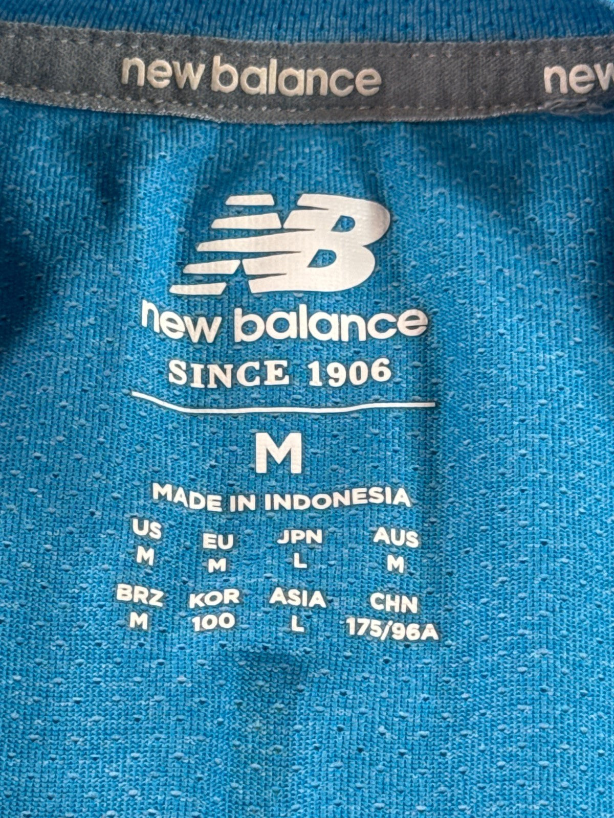 New Balance Mens M Sky Blue Performance Athletic Tee Short Sleeve Mesh Running
